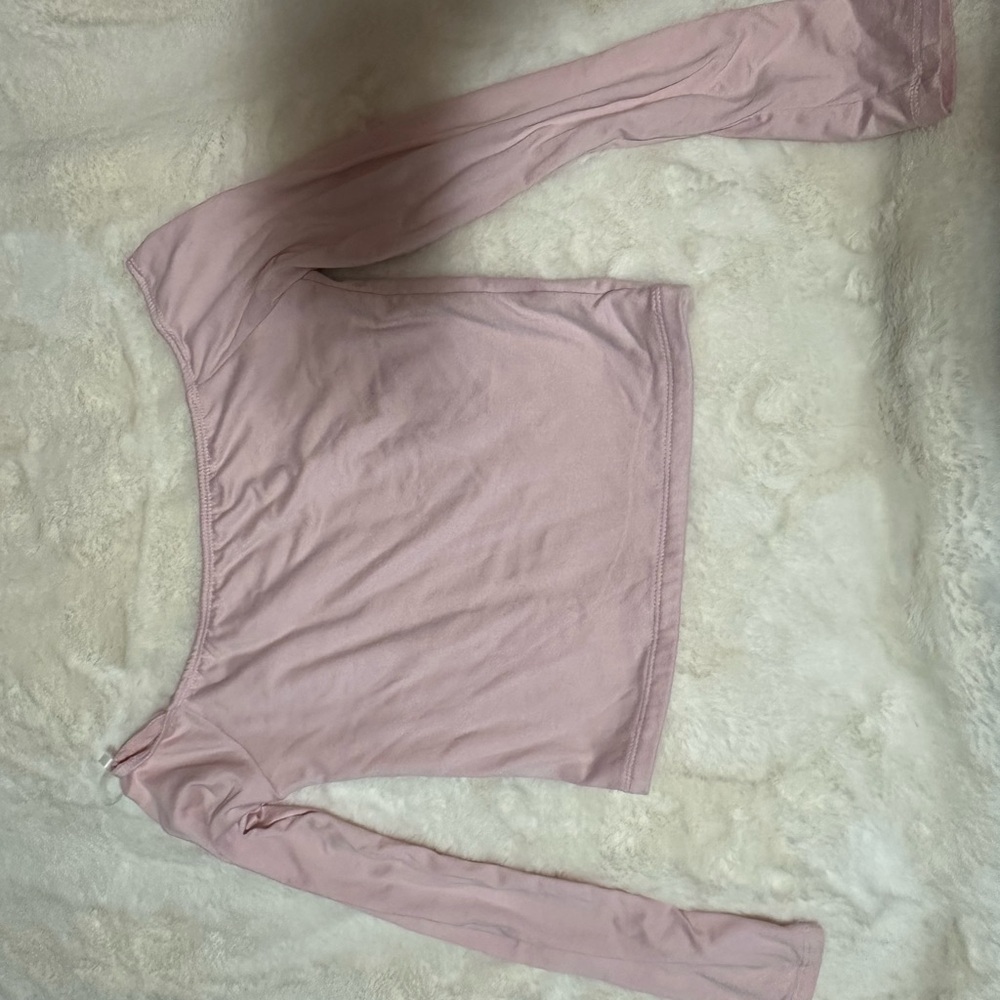 Pink Off-Shoulder Long Sleeve Top